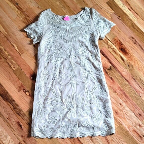 Sundance Soutache Classic Champagne Shift Sheath Dress Medium - Picture 2 of 9